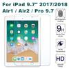 1PC/2PCS/3PCS Tempered Glass Film Screen Protector for iPad 6th 2017 5th Generation Air1 Air 2 Pro 9.7 2018 Protective Film Glass for Ipad 5 6