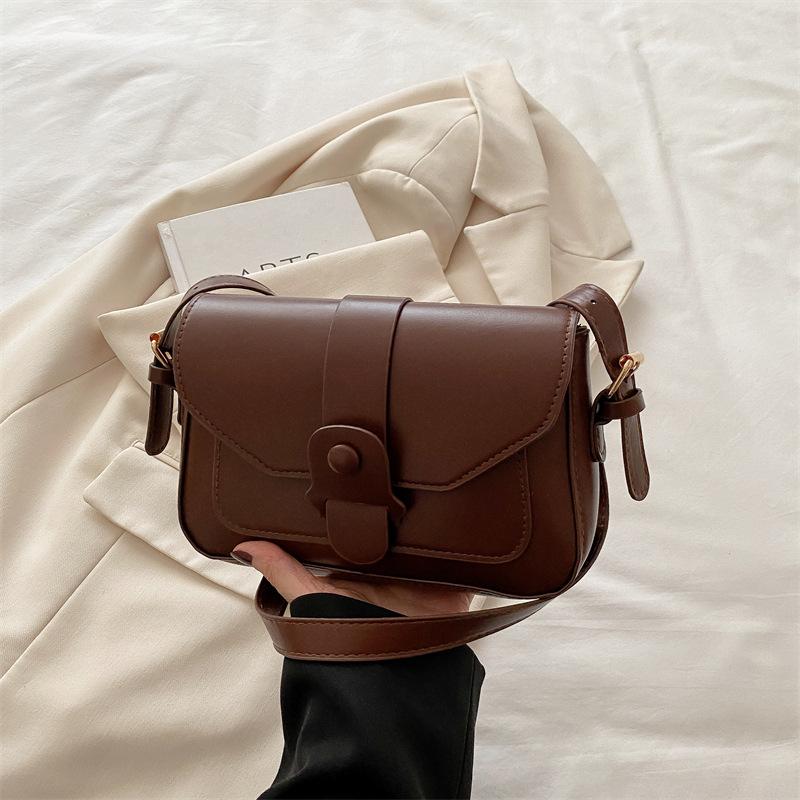 Solid Color Retro Bag Women's 2025 Super New Fashion Small Square Bag Foreign Style Shoulder Messenger Bag Casual Women's Bag