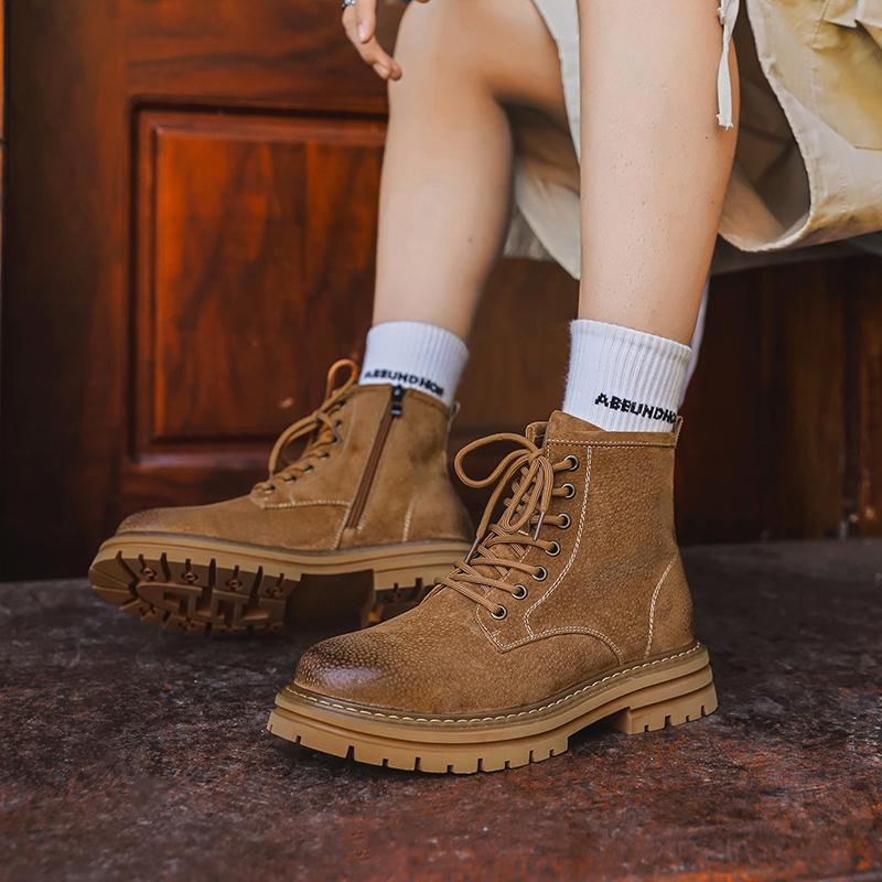 Men's Classic Retro Leather Outdoor Sports Thick Soles Anti Slip Wear-resistant Desert Boots Precision Craft Suede Leather Boots