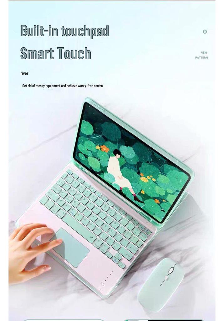 Совместимая с iPad 10-го поколения Bluetooth-клавиатура Magic Touch и защитный кожаный чехол (10,2/10,9 дюйма) для Pro/Air 4/5/6.