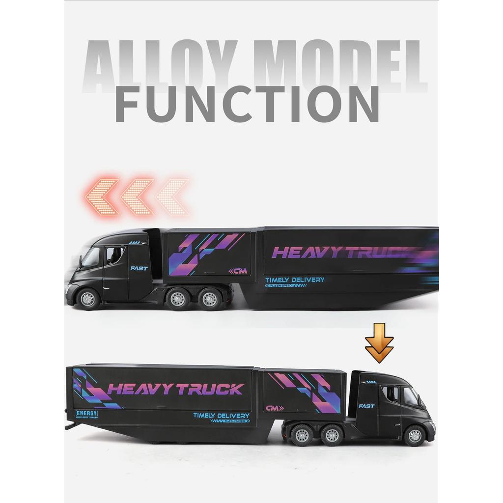 1/32 Semi Container Truck Transport Vehicle Truck Alloy Toy Car Model Sound and Light Children's Toy Collectibles Gift