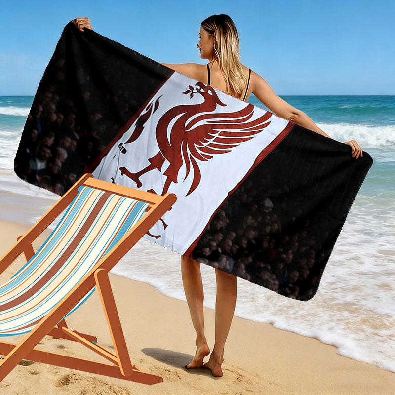 Liverpool Flag Print Beach Towel, Large Soft Quick Dry Towel for Beach Camping Swimming