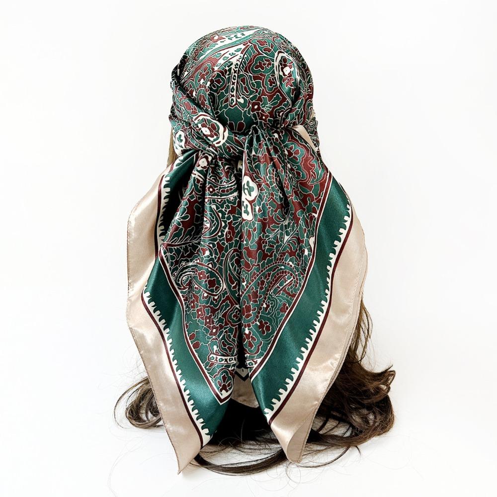 Cashew Flower Pattern Women's Headscarf Silky Smooth Middle East Shawl Arabic Square Scarf Outdoor