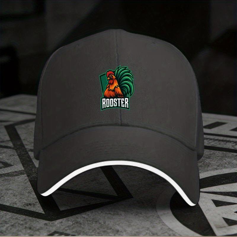 New 1pc, Adjustable Sandwich Baseball Cap with "ROOSTER" Print, Lightweight Printed Women's Hat, "ROOSTER" Men's Trendy Cap, Ide