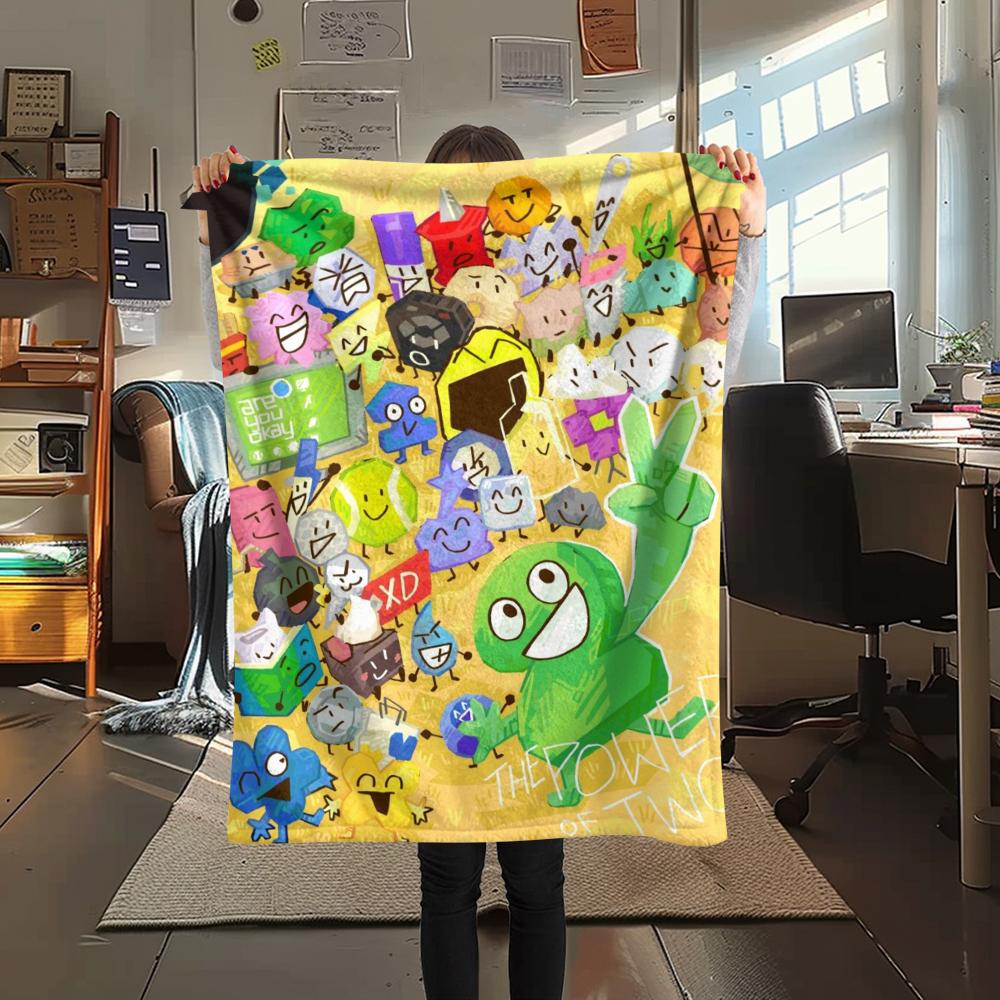 1PC BFDI Print Flannel Blanket, High quality Comfortable for All Seasons, Home Decor, Warmth and Comfort, Perfect for Christmas Gifts