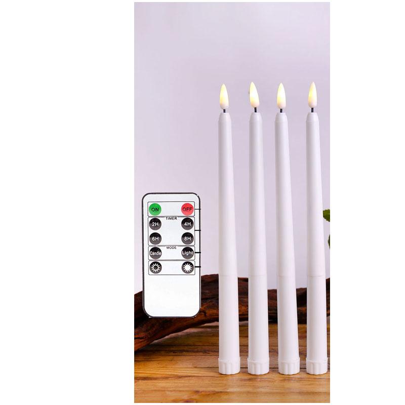 4 or 6 Pieces Remote Control White Flameless LED Taper Candles,Christmas Flickering Yellow Light Battery Power Decorative Candle
