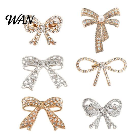 Oxidation-proof Pin Bowknot Design Brooch for Women, Faux Pearl Rhinestones Inlaid Lapel Jewelry Pin, Versatile Accessory Sweaters Collars Hats