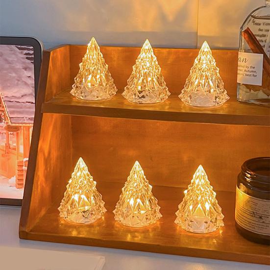 Светодиодная лампа в форме рождественской елки, мягкое свечение, немерцающий прикроватный светильник на батарейках