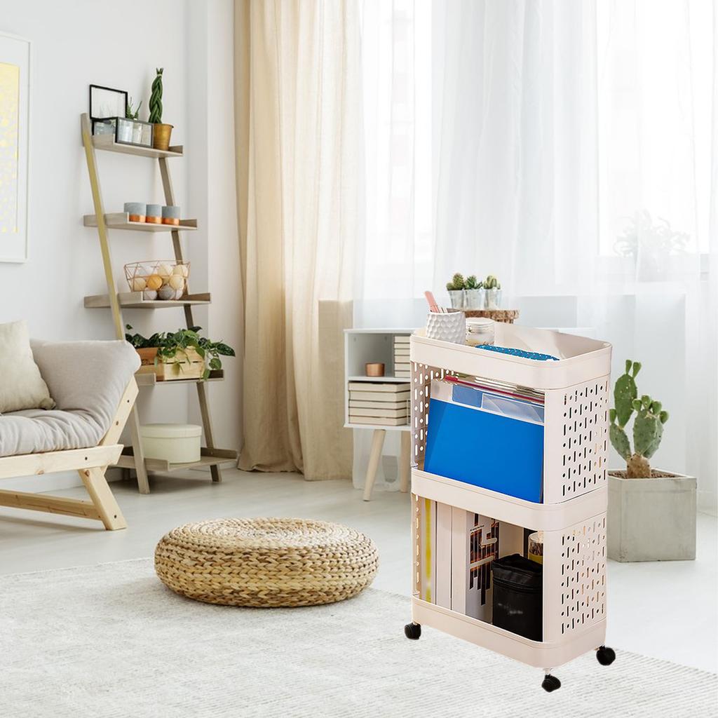 Mobile Bookshelf with Wheels Flexible Enhance Space Utilization Durability Rolling Storage Cart for