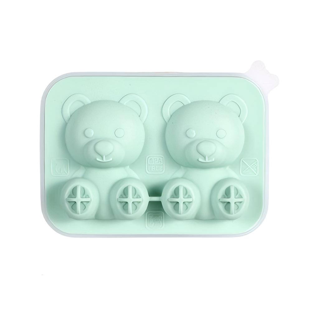 2/4 Ячейки Милый Медведь Форма для Льда Гибкий Пищевой Силикон Форма для Льда Лоток для Льда для Морозильной Камеры