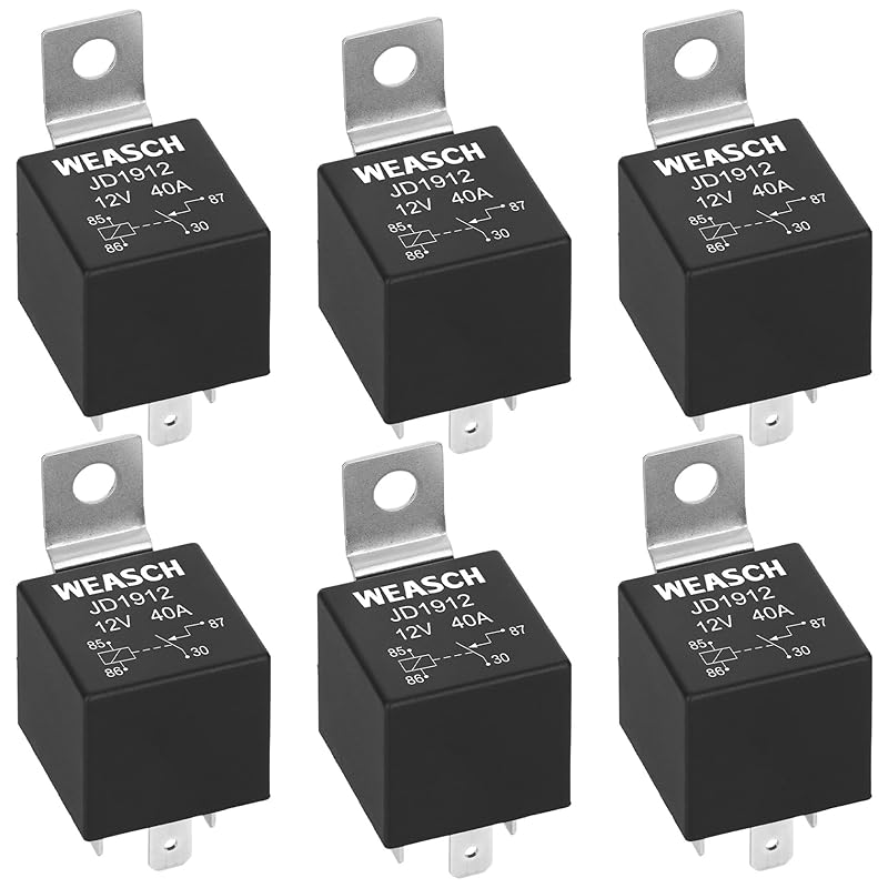 2 Pack JD1912 Car Relay, 12V 40A, 4 P SPST, Automotive Switches And Starters, Waterproof Relay For Boat Tractor Truck Motorcycle (2)