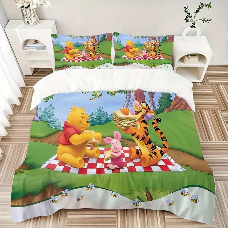 Piglet Tigger Picnic Print 3Pcs Bedding Setduvet Cover With 2 Bedropillowcase Home Birthday Gift