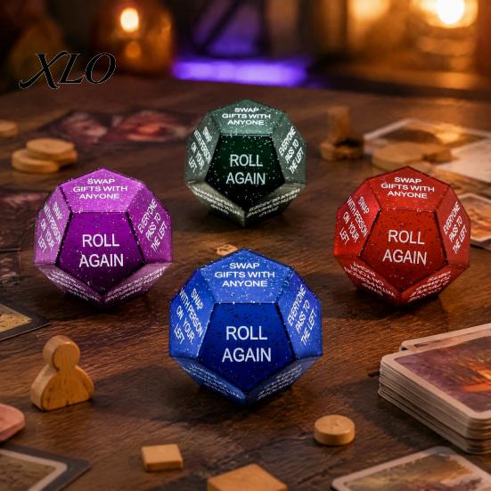 Present Exchange Party Dice Santa Swap Gift Dice, Christmas Stocking Stuffers White Elephant Glitter Multi-sides Game for Holiday