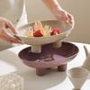 Solid Color Creative Ceramic High Legged Fruit Tray Living Room Tea Table Snack Plate Nut Plate Candy Plate Home Storage Tray