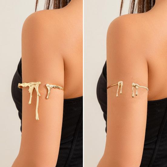 Women Arm Bracelet Liquid State Arm Cuff Adjustable Opening Design Bangle Retro Style Arm Jewelry Gift