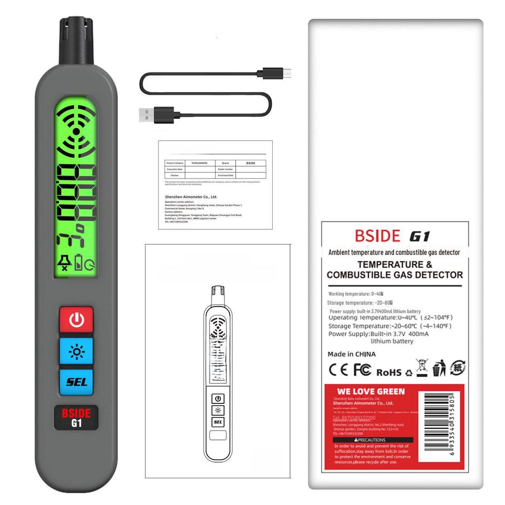 Портативный перезаряжаемый детектор газа: Сигнализация природного газа и утечки