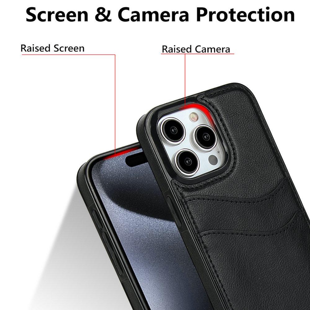 Кожаный чехол-кошелек для iPhone: Подходит для iPhone 16, 17 Pro; Дизайн с защитой от падения и наклейками для моделей iPhone 11-15, 12-14 и 7/8.