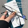 Fashionable Metal Half-Frame Presbyopia Glasses Unisex Retro Double-Bridge Square Frame Blue Light Blocking Reading Glasses