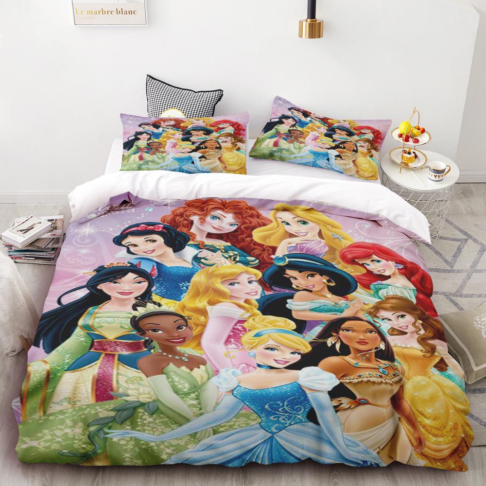 Disney Snow White Bell Princess Series Printed Bedroom Bedding Set Duvet Cover Christmas Gifts Comforte Cartoon With Pillowcase