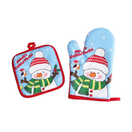 Рождественские утепленные перчатки, термоприхватки для выпечки, дизайн с петлей для подвешивания, термостойкие кухонные перчатки для приготовления пищи, выпечки и гриля