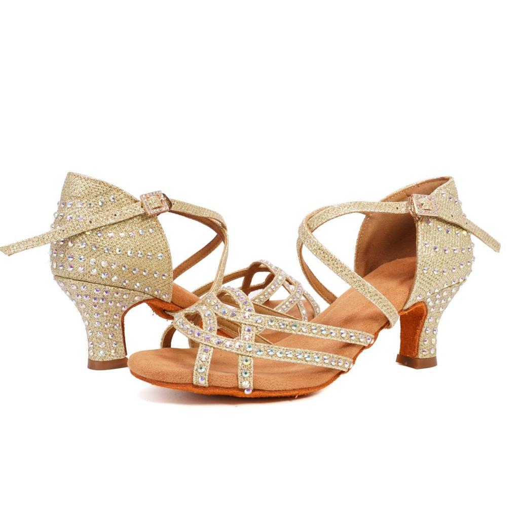 Женская танцевальная обувь со стразами, женская обувь для танго, сальсы, обувь для латинских танцев, женские сандалии на мягкой подошве для бальных танцев, женская свадебная обувь