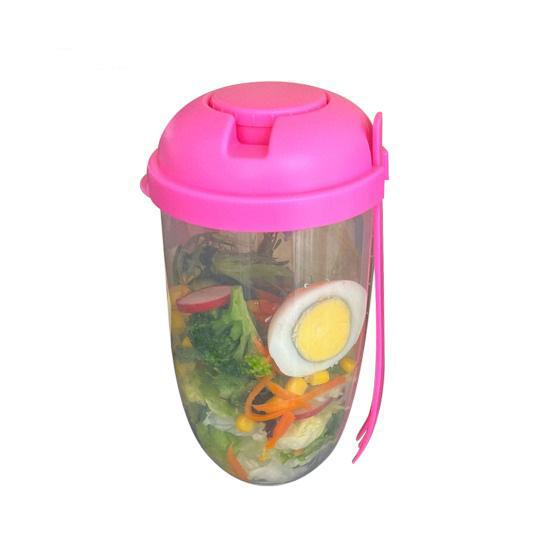 WTEMPO 1000ML Salad Cup with Fork Large Capacity Portable Low Fat Diet Meal Fruit and Vegetable Snack Cup for Outdoor