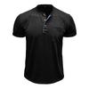 Summer Men's Henry Collar T-Shirts Solid Color Short Sleeve Tees Tops Men