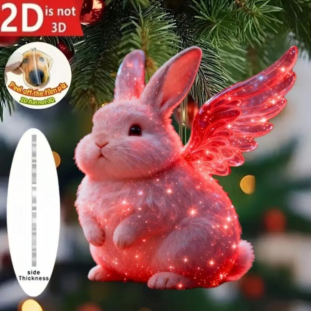New 2D Flat Christmas Hanging Pendant Ballerina Simulation Angel Hanging Decor Acrylic Shining Rabbit Keychain Navidad Decor