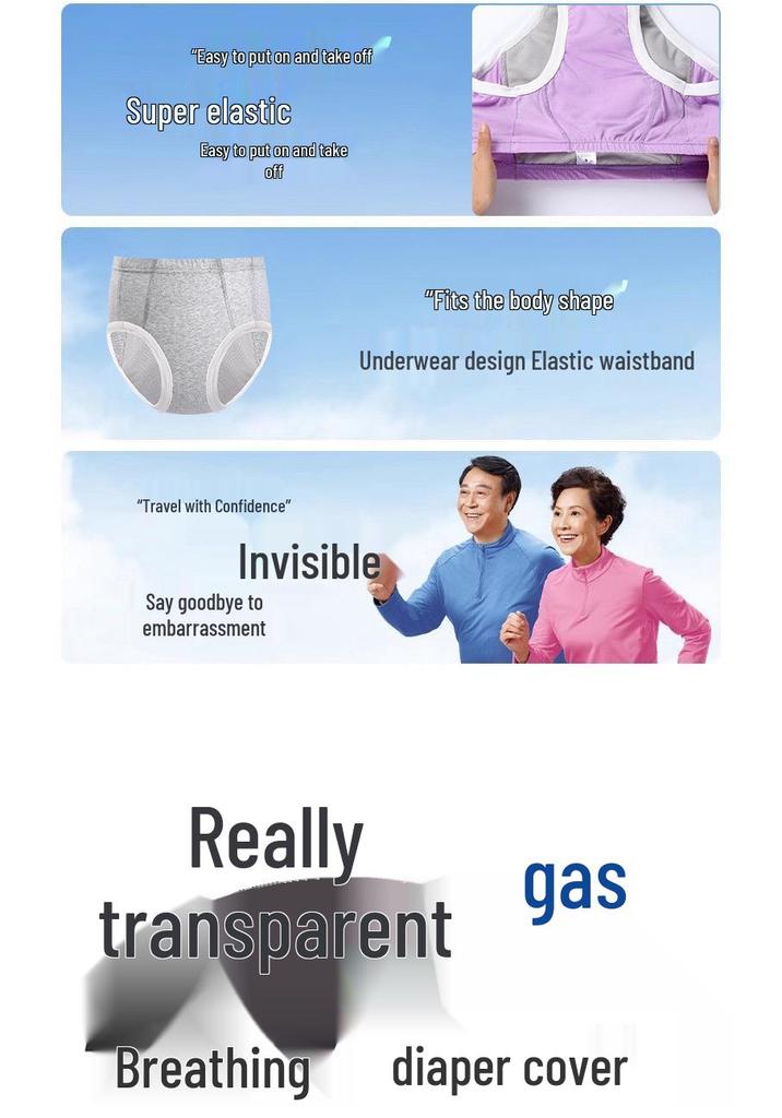 Cotton Anti-Leakage Underwear for Seniors - Washable Elastic Incontinence Pants for Bedridden Patients