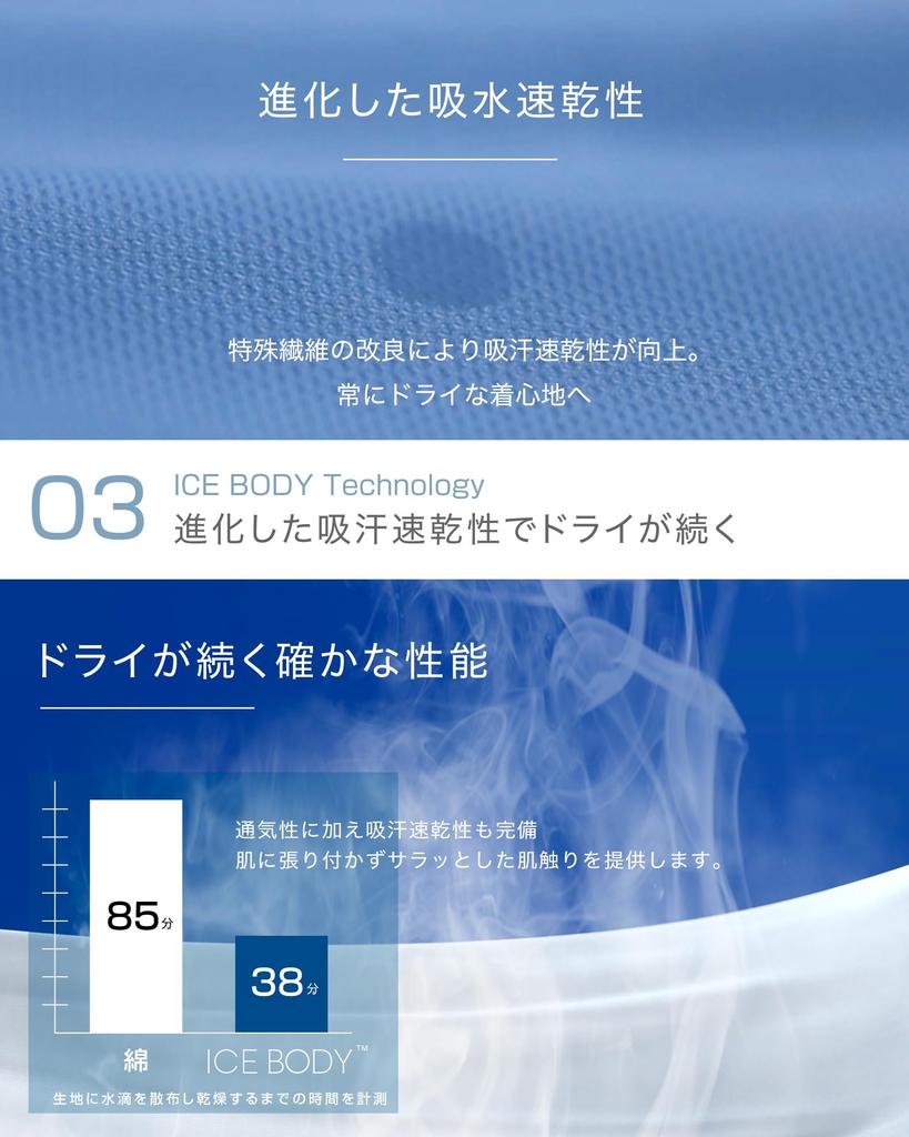 Duerfusa Short Sleeve Inner for and Summer of Men's Cool-to-the-Touch Shirt, Q-MAX 0.42, Breathable, Moisture-Wicking, Quick-Drying, Stretchy,