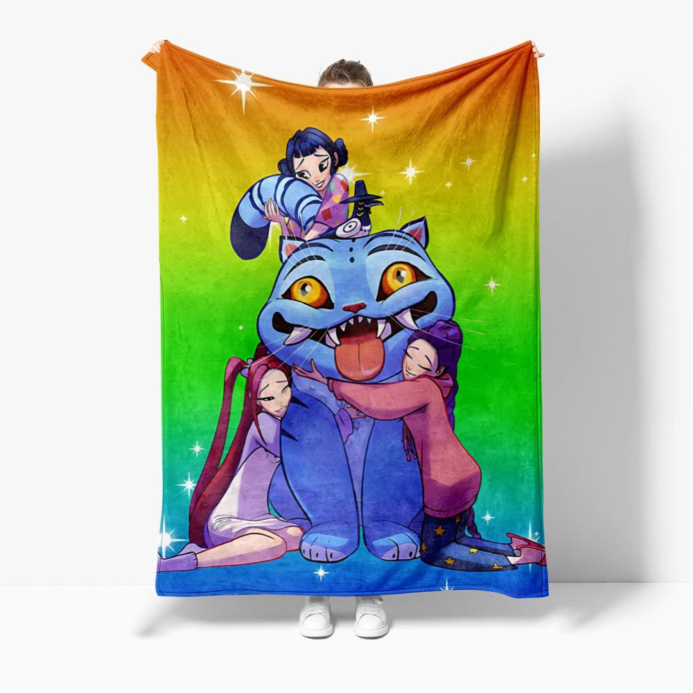 Cartoon K Pop Demon Hunters Flannel Blanket Cover Warmth Winter Blanket Multifunctional Decorative Universal Blankets