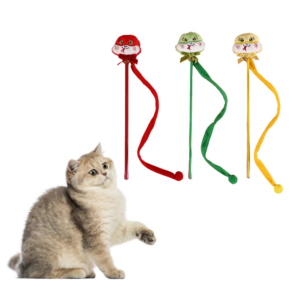 Interactive Cats Teaser Toy Wand with Mascots Cartoon Snake for Indoor Play Snake Mascots Teaser Cats Toy Wand Stick