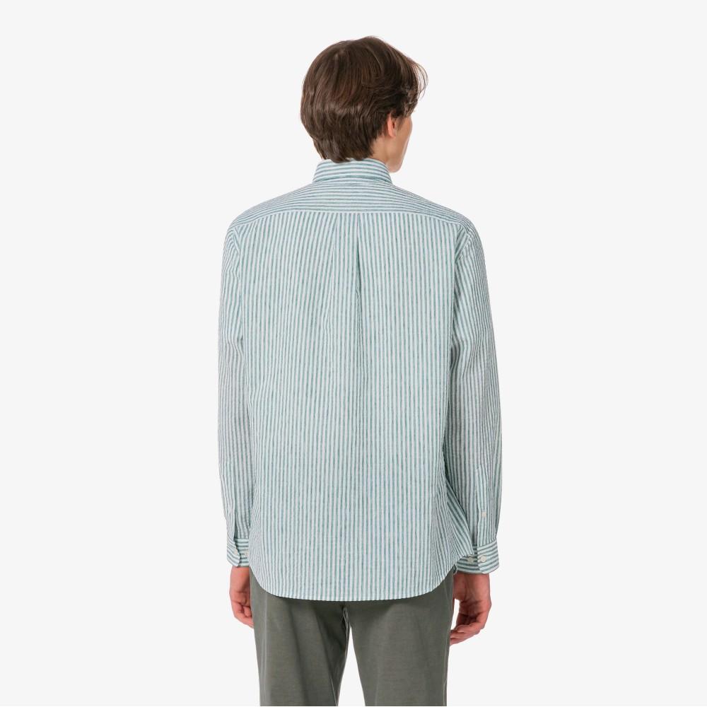 [lacoste] Men's Linen Blend Stripe Shirt CH838E-56G132