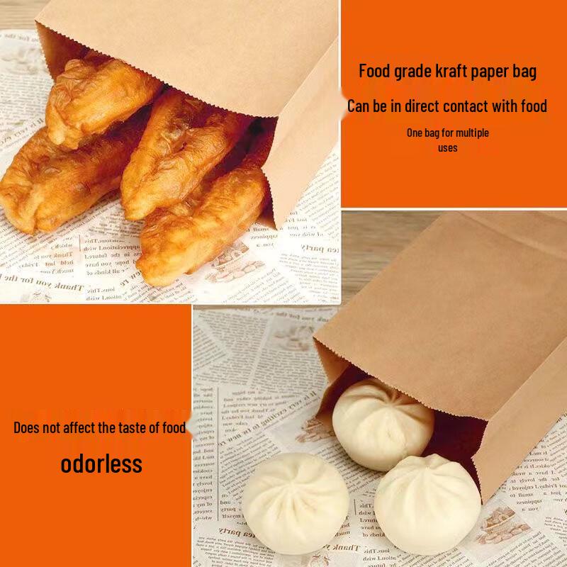 Oil-Proof Kraft Paper Food Delivery Bags