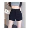 Женские черные шорты: Пикантный стиль с высокой талией, большого размера, летние повседневные шорты с широкими штанинами для стройнящего эффекта