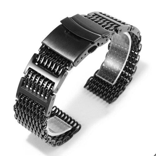 Solid Stainless Steel Watchband 20mm 22mm 24mm Silver Black Strap Replacement Metal Strap for Men's Watch Accessories