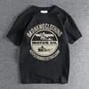 Yozgi Yangi Amerika Retro Qisqa Qo'lli O-bo'yin Harfli Bosmali Futbolka Erkaklar Modasi Oddiy Yuvilgan Kundalik Sport Tees