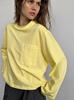 2026 New Cotton Long Sleeve T-Shirt Women Loose Crewneck Pocket Casual Short Top Ins Style