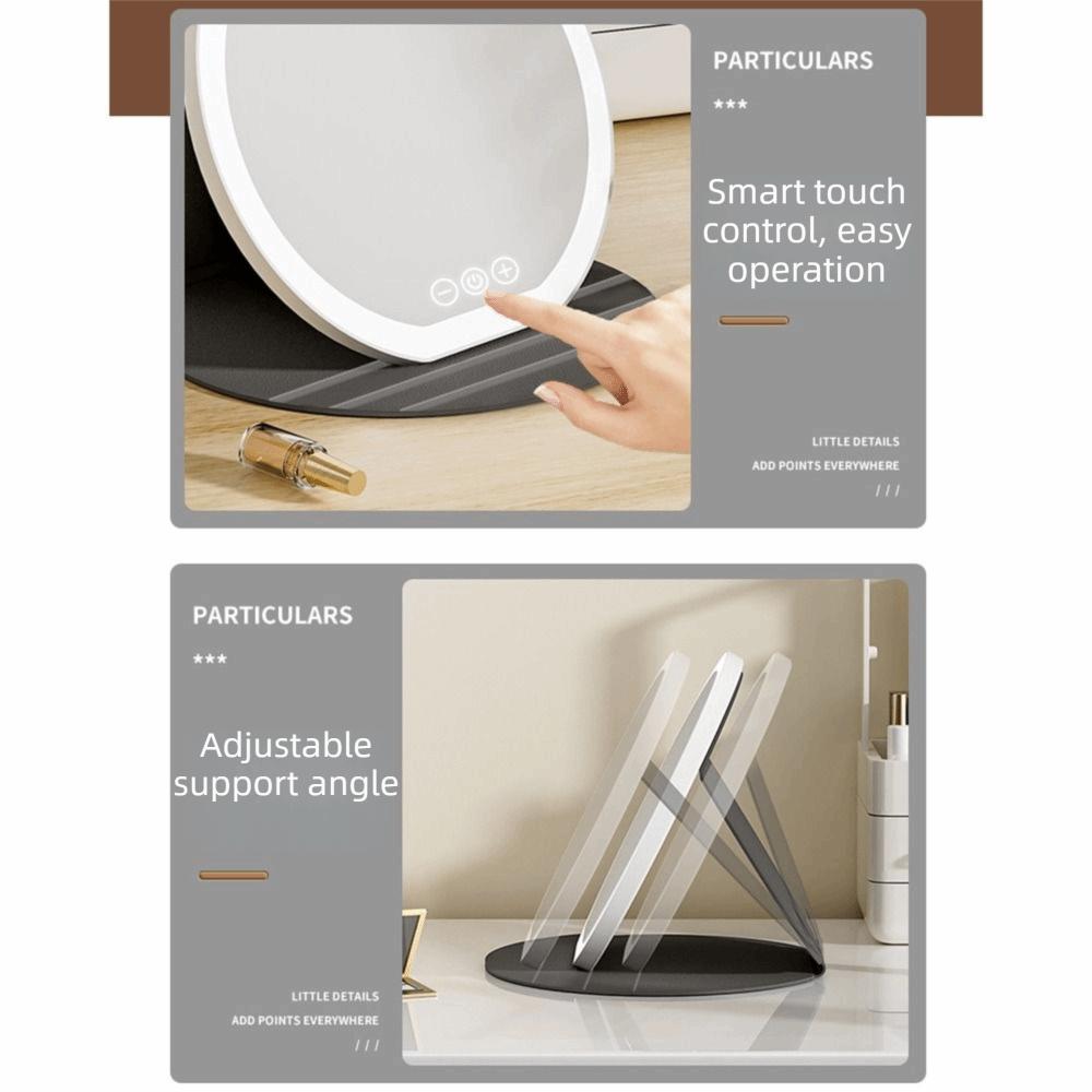 3 Color LED LED Makeup Mirror Round Mirror Portable Vanity Mirror  Office Use