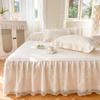 100% хлопок, кружевная юбка принцессы для кровати + 2 шт., наволочки, постельное белье, простыня, розовый кружевной комплект постельного белья, покрывало для кровати для девочек