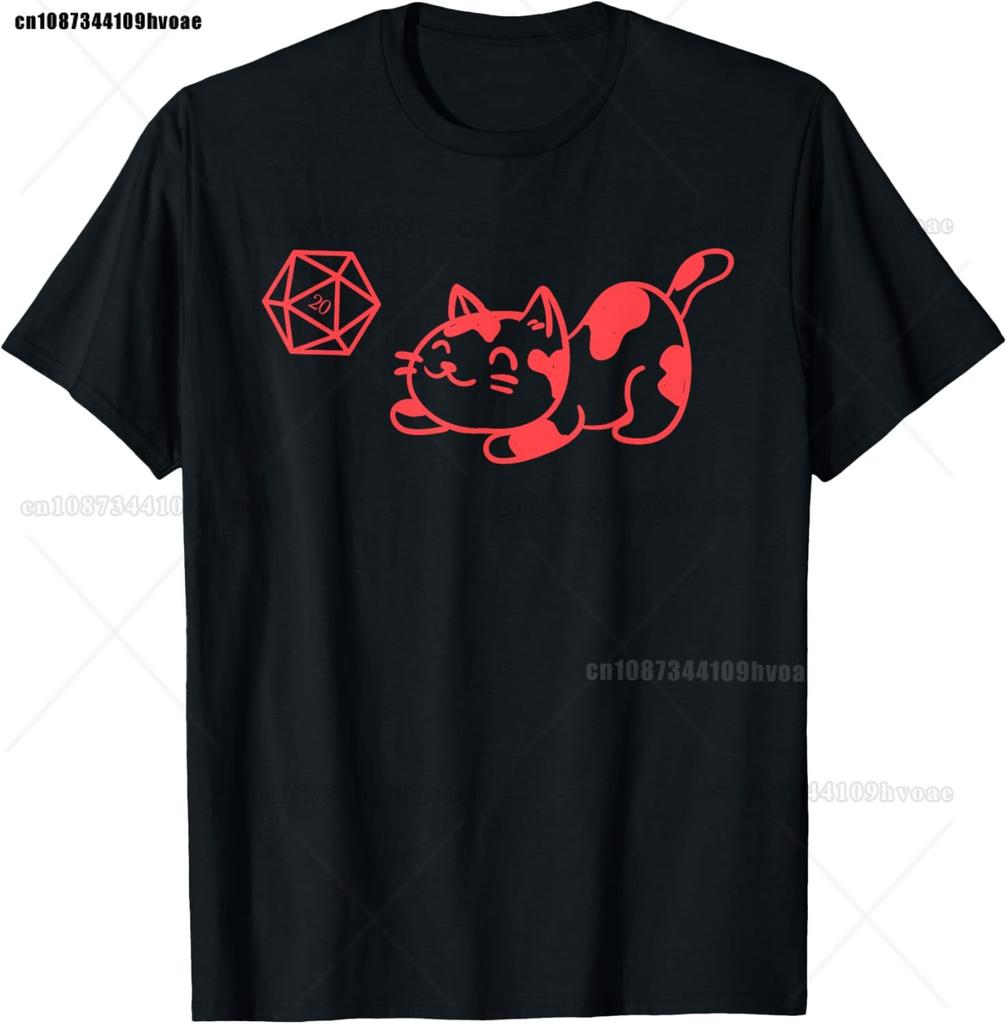 Retro Dungeon Tarot Card Cat Dice D20 TShirt for Concentration Funny Gamer Dice Dragon T Shirts Summer Streetwear Gifts Men