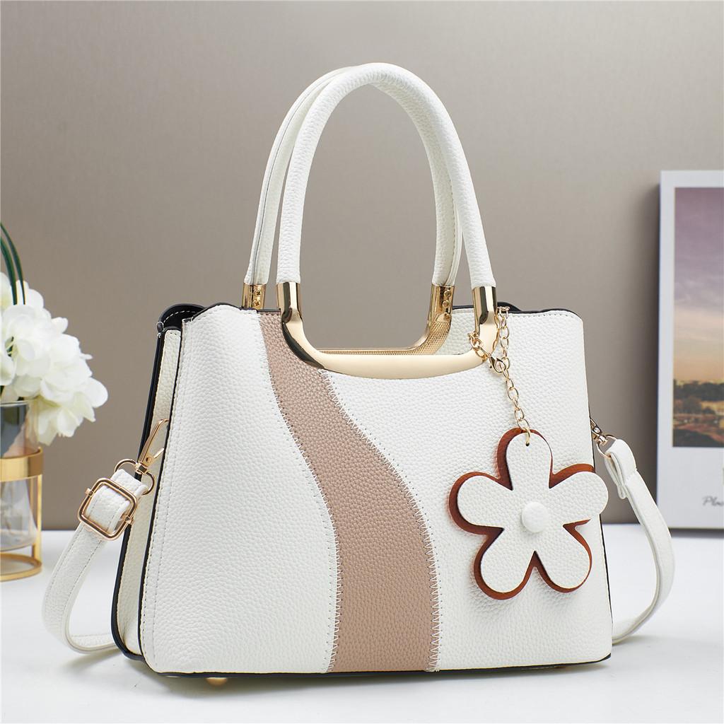 Elegant Pu Material Color Block Handbag Versatile Crossbody Bag For Everyday Use