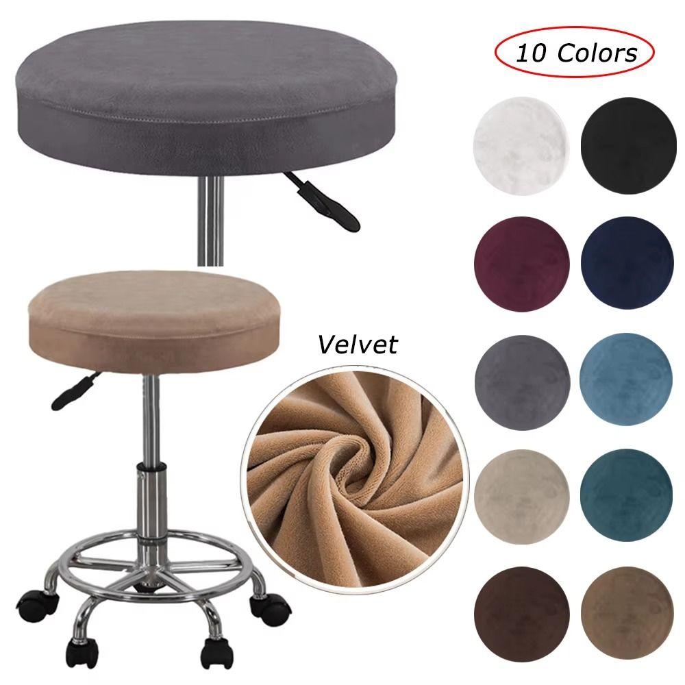 Elastic Bar Round Stool Cover Thickened Seat Chair Slipcover Soft Round Chair Cover