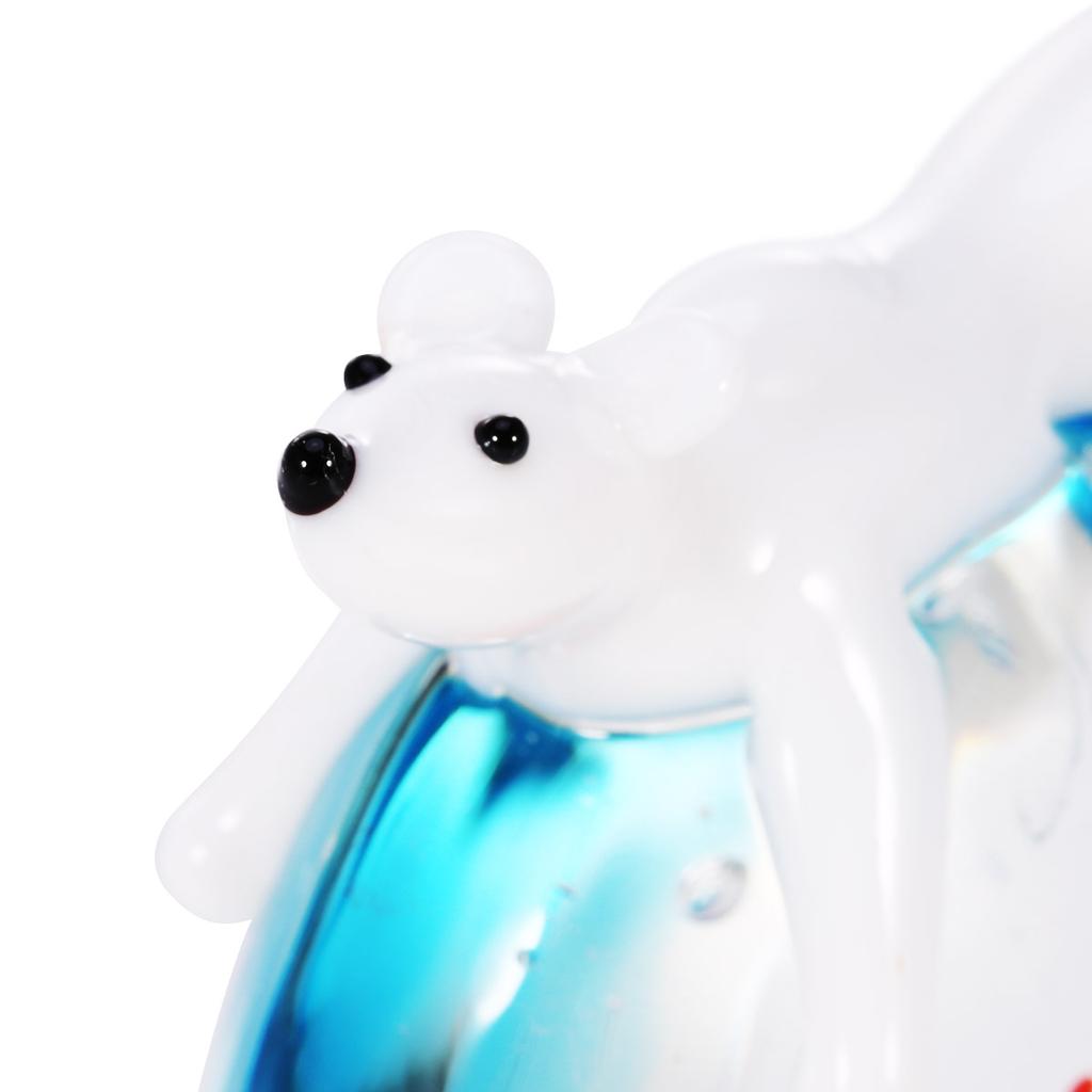 Белый медведь и рыба, ручная работа, искусство животного, ручное выдувное стекло, художественная фигурка дикого животного, украшение для дома