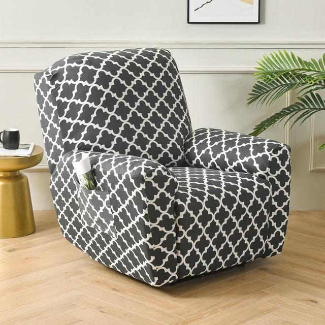 Printed Elastic Recliner Sofa Cover Soft Stretch Single Sofa Covers For Living Room Pets Kid Split Functional Lounger Chair Case