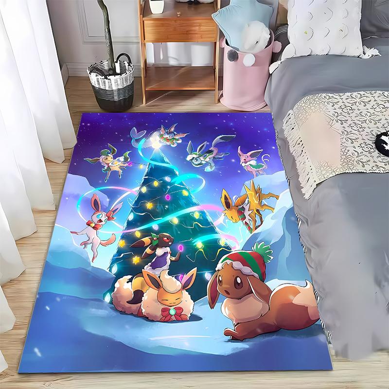 Japanese Anime Pokemon Pikachu Eevee Large Area Rug 3D Carpet Home for Living Room Kids Bedroom Sofa Doormat Children Floor Ma