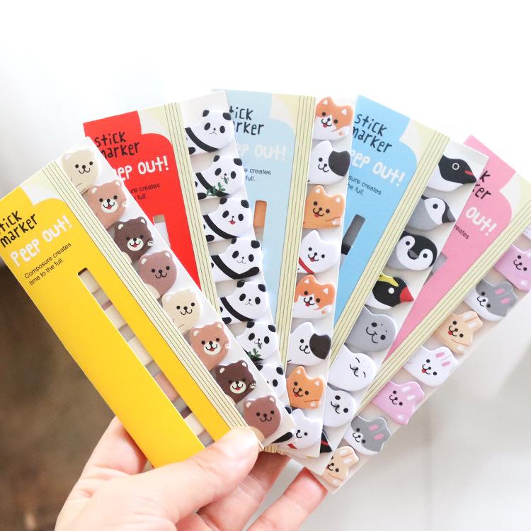 1PCS Cute Stationery Sitting In A Row of Animal Bookmark Sticky Note Message Note N Times Sticky Note Self-adhesive Scrapbook Paper