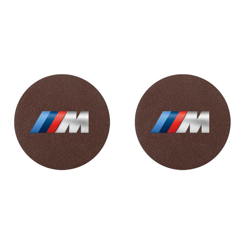 2Pcs Auto PU Leather Cup Holder Mat Anti-Slip Noise Dampening Pad Accessories Stickers For BMW G80 G06 G07 G42 G14 G15 G16 F82 M