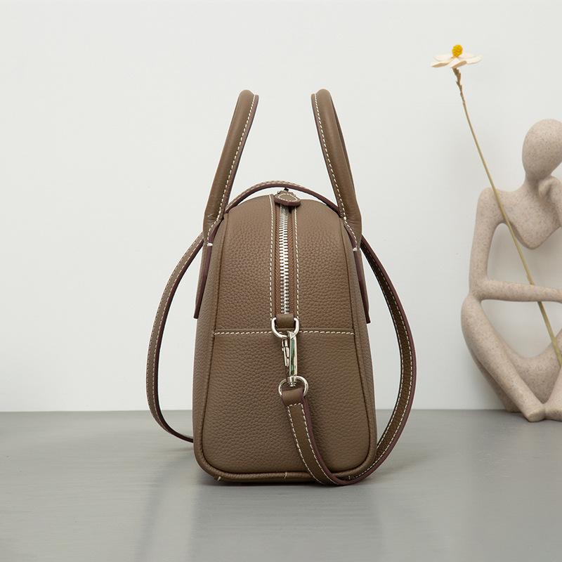 Niche First-Layer Cowhide Boston Pillow Bag Single Shoulder Crossbody Portable Leather Women's Bag Tide