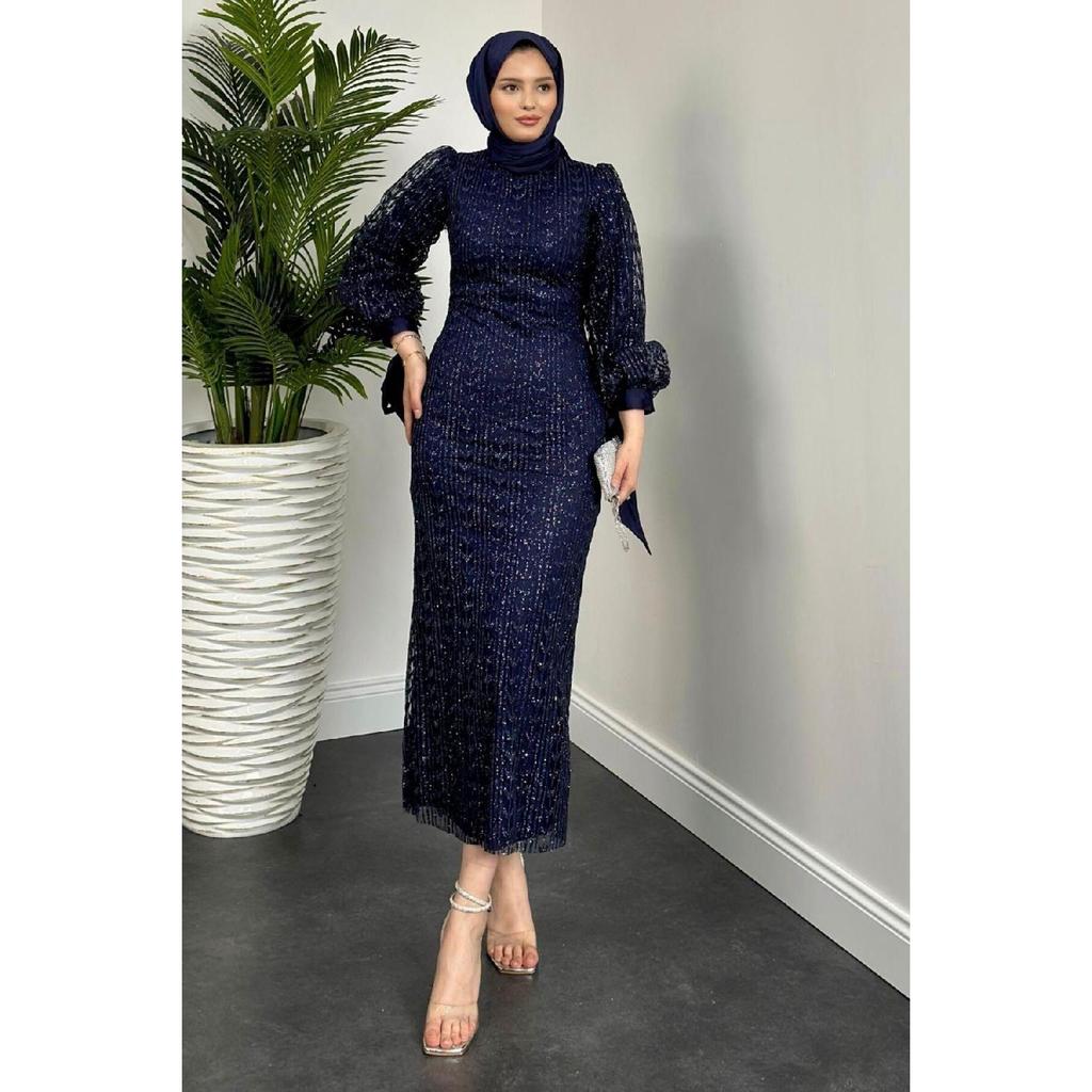 Вечернее платье-карандаш с блестками Didem, черное